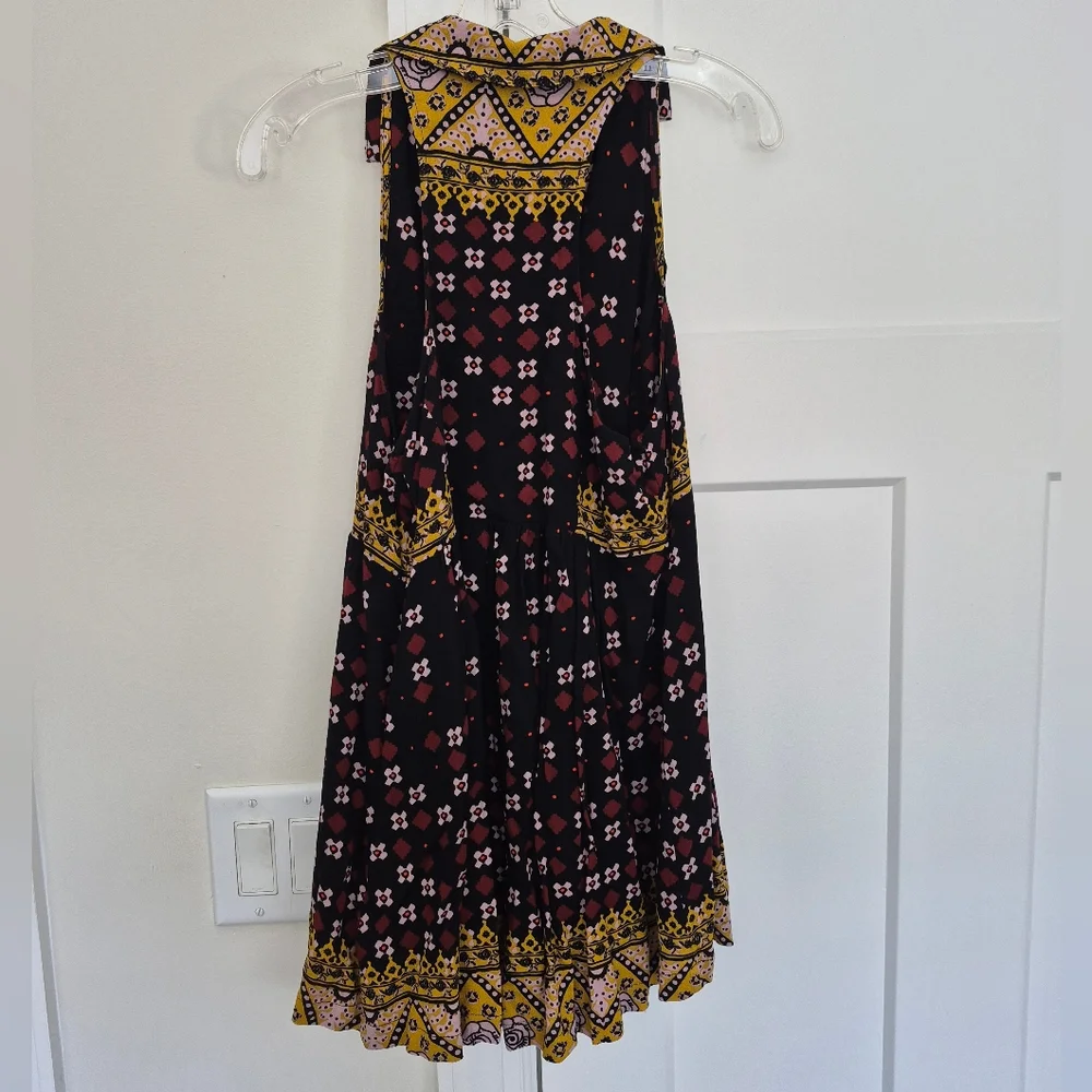 Free People Top Charlotte Black Yellow Boho Size XS